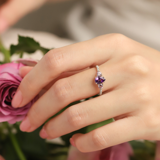 Amethyst and Lavender Amethyst Ring in Sterling Silver