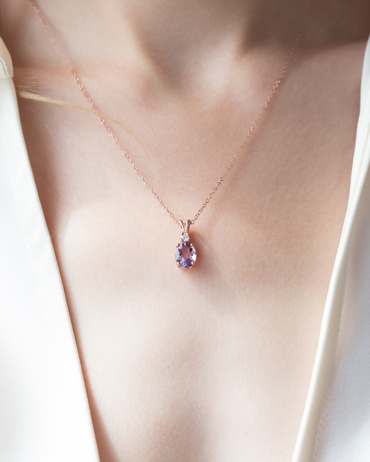 Amethyst Pendant Necklace in 18k Rose Gold Vermeil