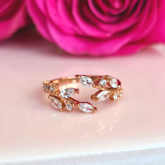 Adjustable Leaf Ring in Rose Gold
