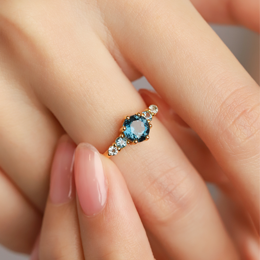 Ombre Blue Topaz Five Stone Ring in 18k Gold Vermeil