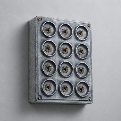 12 Gang 2 Way Cast Aluminium Industrial Toggle Switch Light Panel