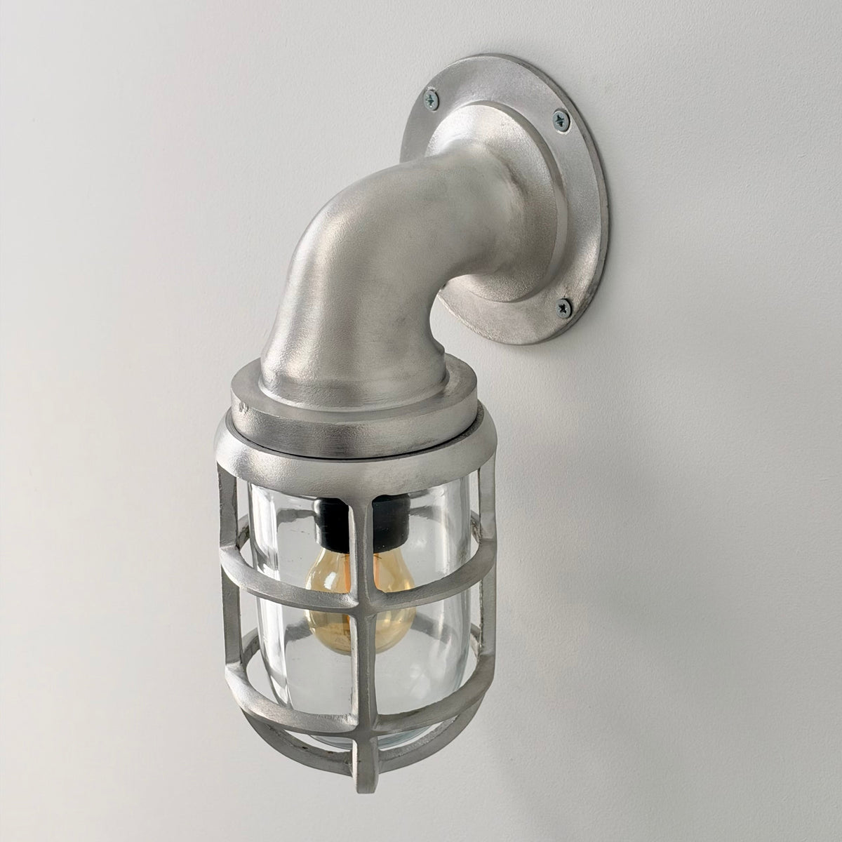 Beachamwell Raw Cast Swan Neck Wall Light - IP65