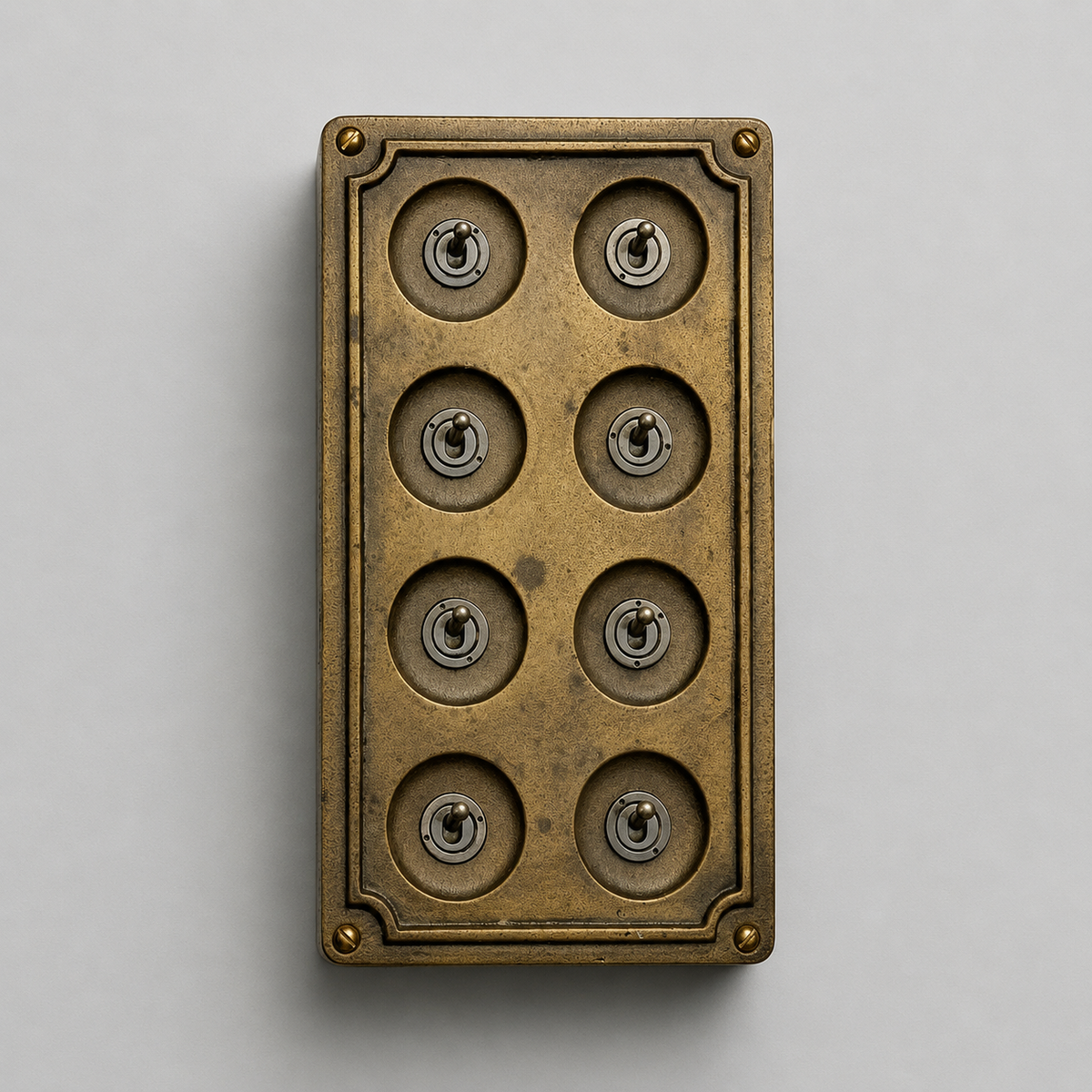 8 Gang 2 Way Antique Brass Solid Cast Metal Conduit Light Switch Industrial