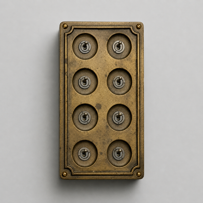 8 Gang 2 Way Antique Brass Solid Cast Metal Conduit Light Switch Industrial