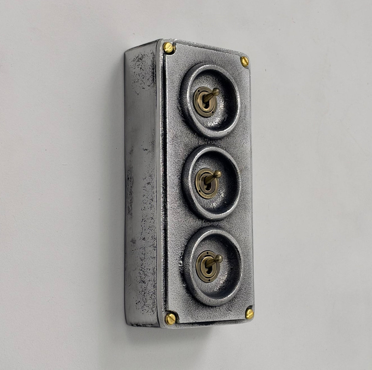 3 Gang Solid Cast Metal Conduit Toggle Light Switch