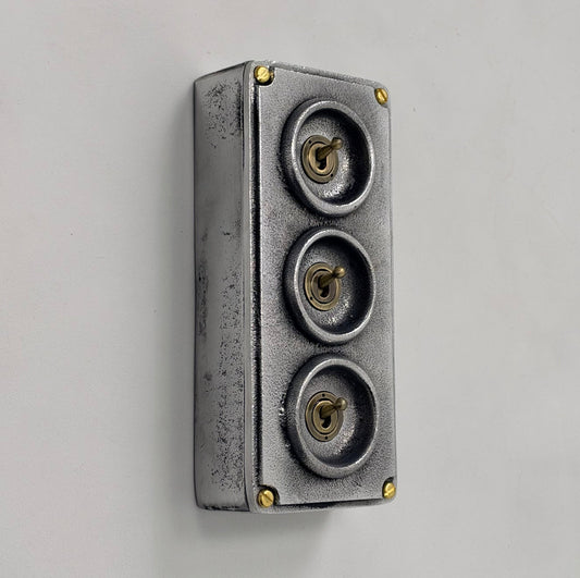 3 Gang Solid Cast Metal Conduit Toggle Light Switch
