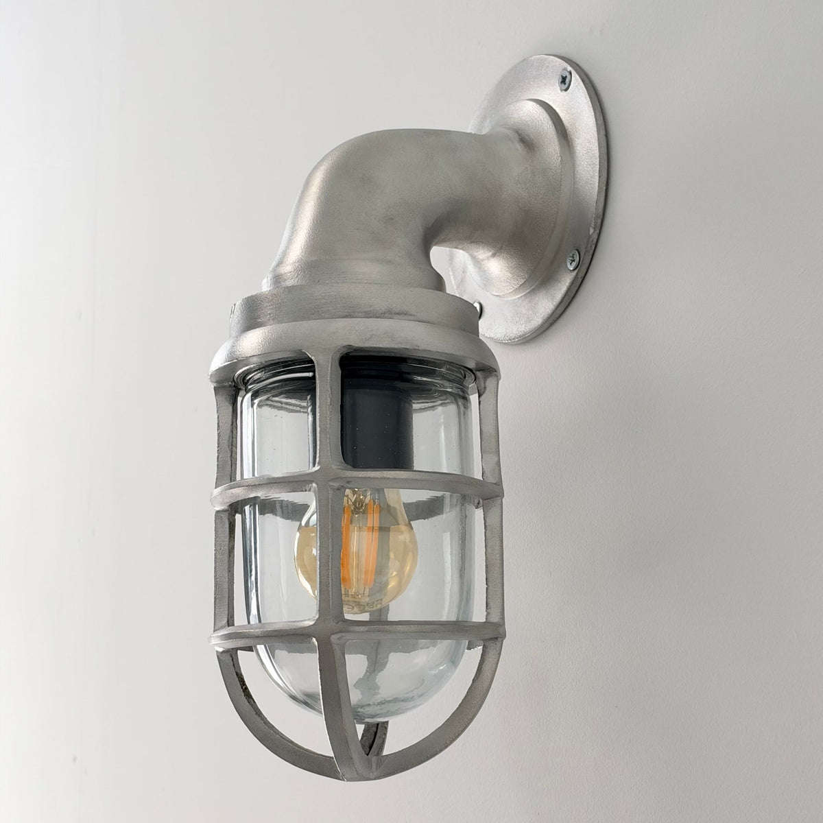 Beachamwell Raw Cast Swan Neck Wall Light - IP65