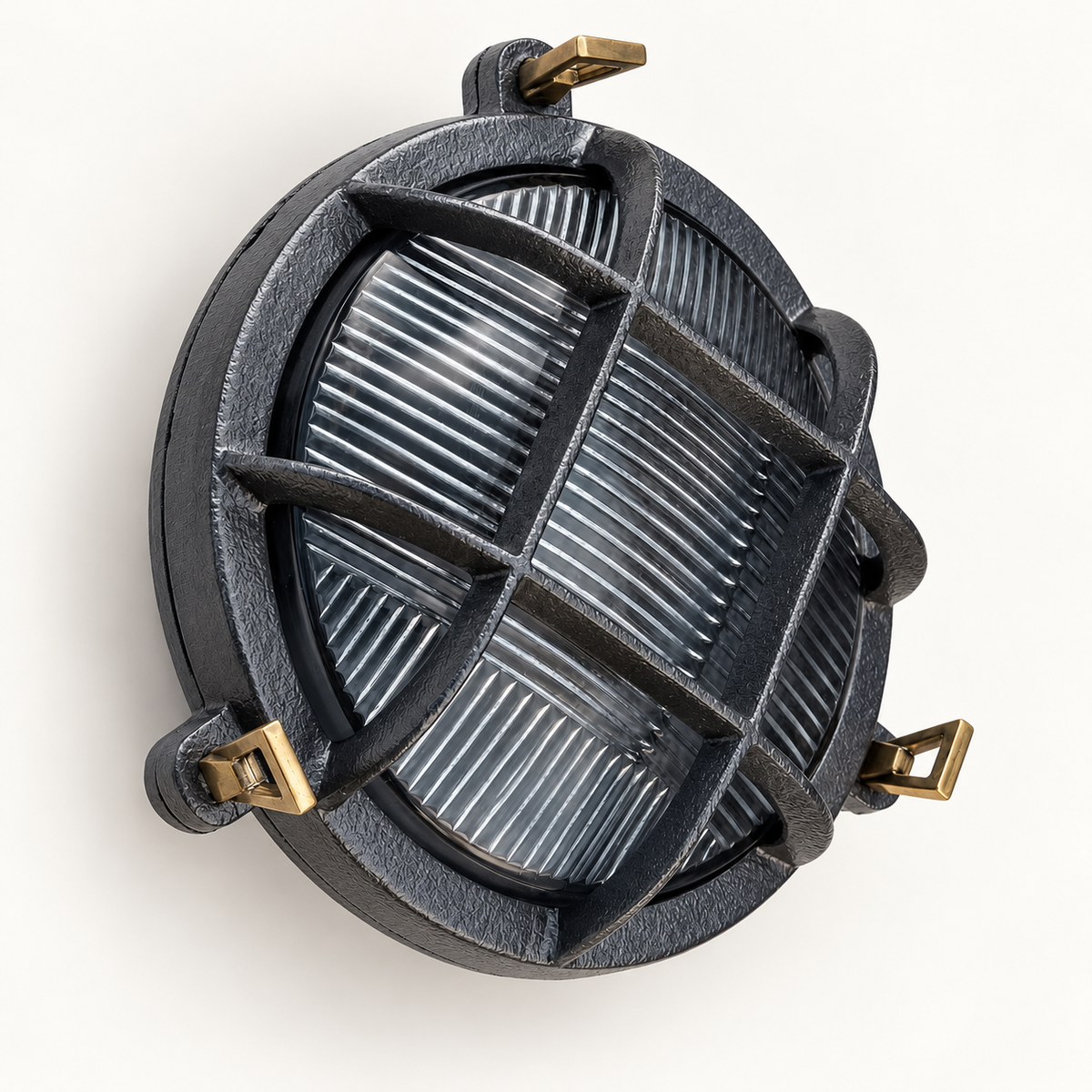 Wroxham Cast Pewter Caged Bulkhead Wall or Ceiling Light - IP65