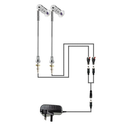 2 x SPECTRUM 12V MR11 4W LED Stalk Spotlight Kit - Chrome