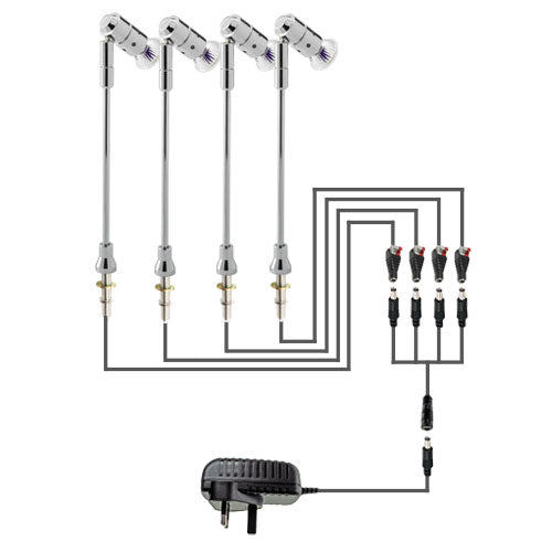 4 x SPECTRUM 12V MR11 4W LED Stalk Spotlight Kit - Chrome