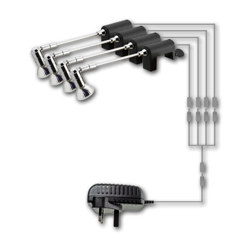 4 x SPECTRUM 12V MR16 LED Clamp Spotlights Kit - Chrome