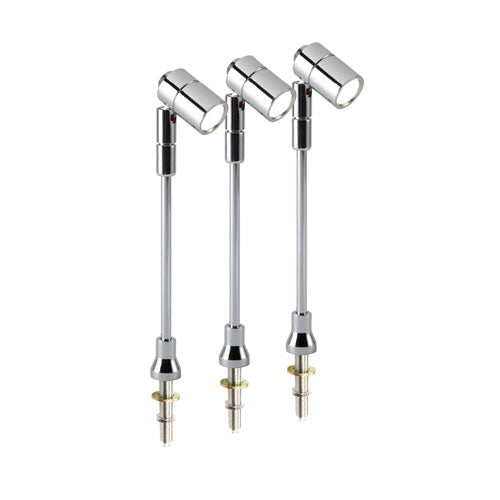 3 x SPECTRUM 1W LED Pro Stalk Spotlight Kits - Chrome