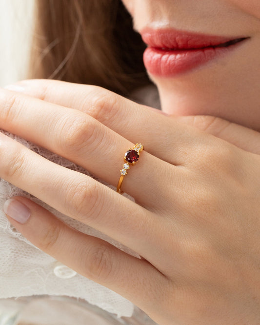 Garnet Everyday Jewellery Gift Set in 18k Gold Vermeil