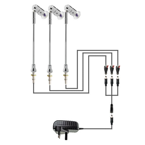 3 x SPECTRUM 12V MR11 4W LED Stalk Spotlight Kit - Chrome