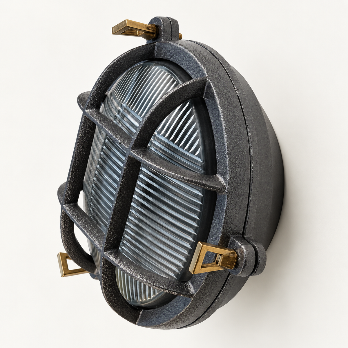 Wroxham Cast Pewter Caged Bulkhead Wall or Ceiling Light - IP65