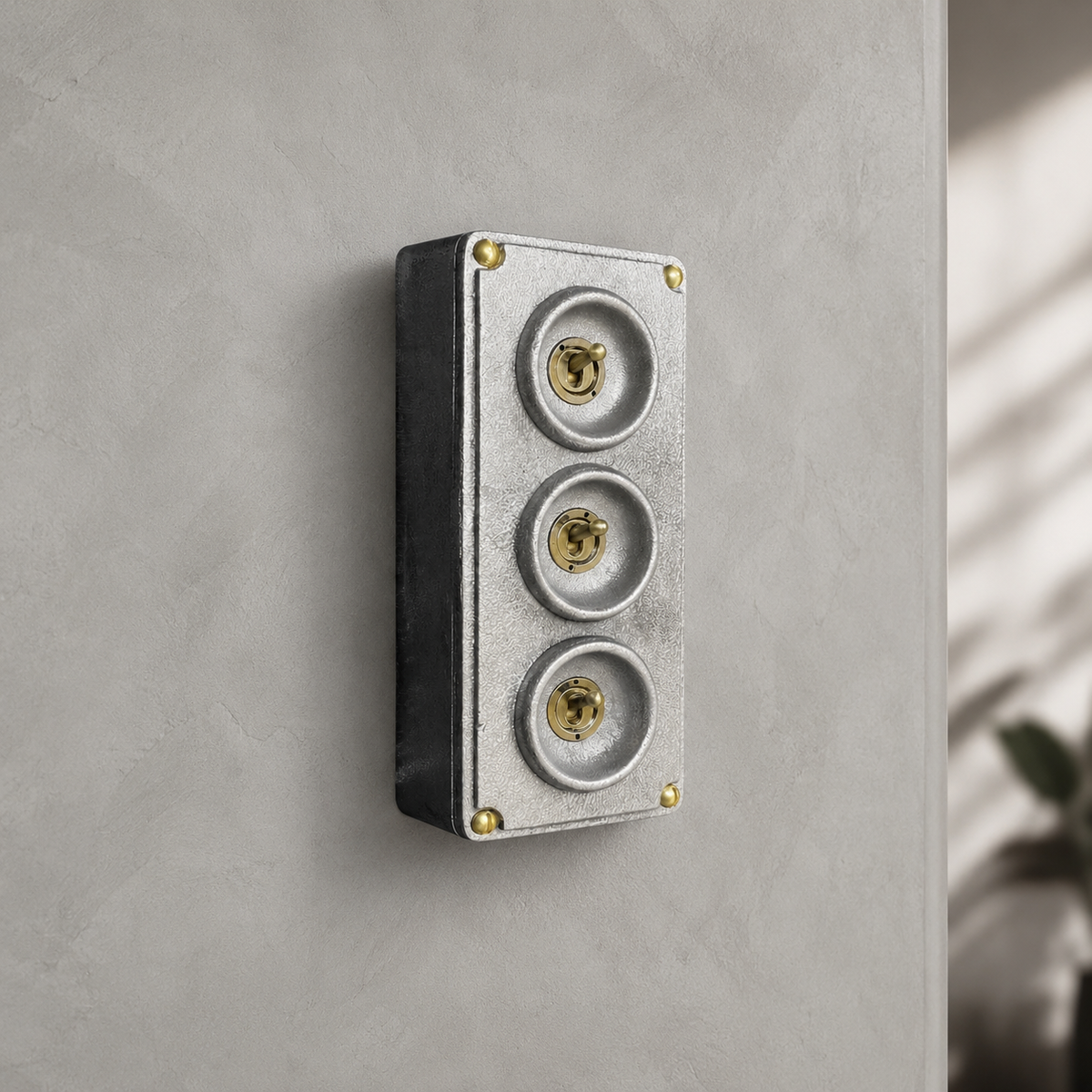 3 Gang Solid Cast Metal Conduit Toggle Light Switch