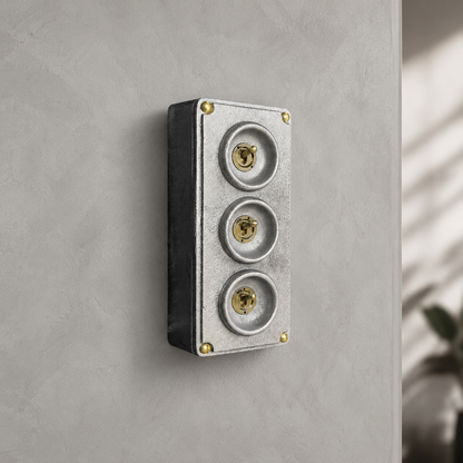 3 Gang Solid Cast Metal Conduit Toggle Light Switch