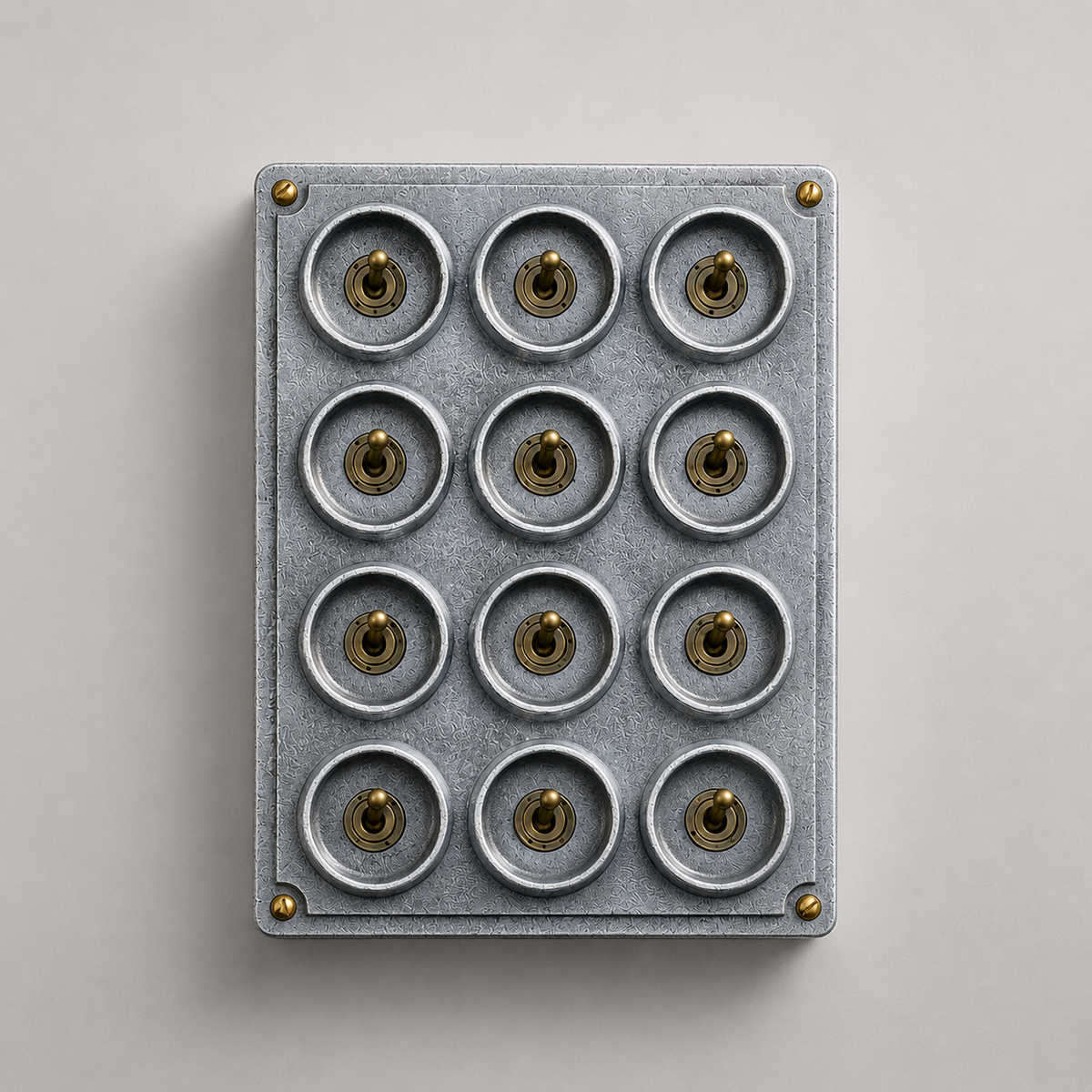 12 Gang 2 Way Cast Aluminium Industrial Toggle Switch Light Panel