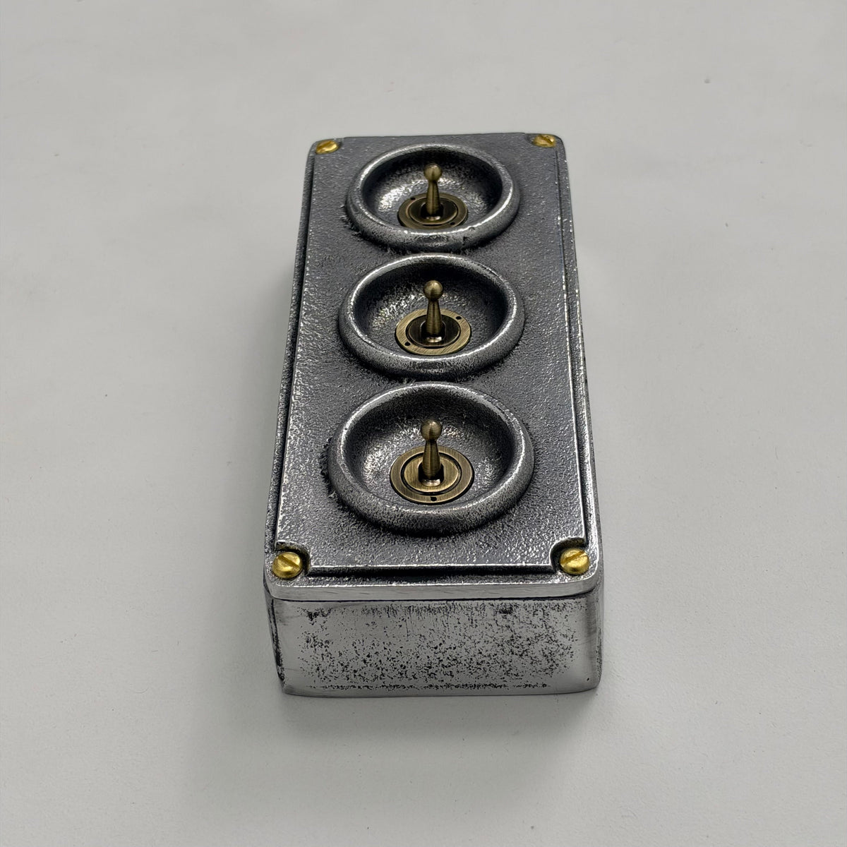 3 Gang Solid Cast Metal Conduit Toggle Light Switch