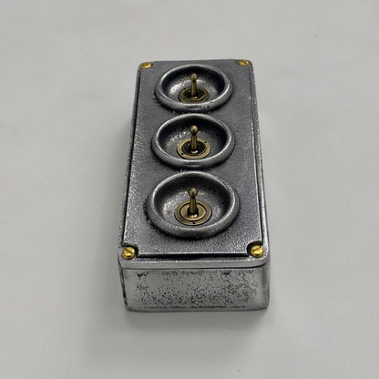 3 Gang Solid Cast Metal Conduit Toggle Light Switch