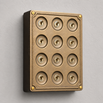 12 Gang 2 Way Bronze Cast Metal Light Switch | Surface Mount Industrial Toggle