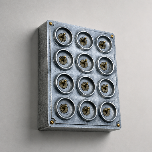 12 Gang 2 Way Cast Aluminium Industrial Toggle Switch Light Panel