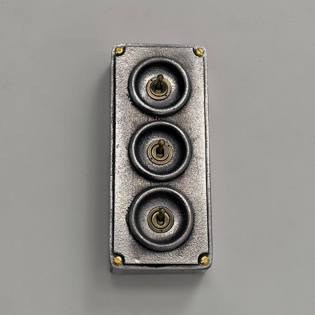3 Gang Solid Cast Metal Conduit Toggle Light Switch