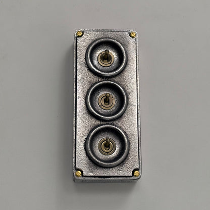 3 Gang Solid Cast Metal Conduit Toggle Light Switch