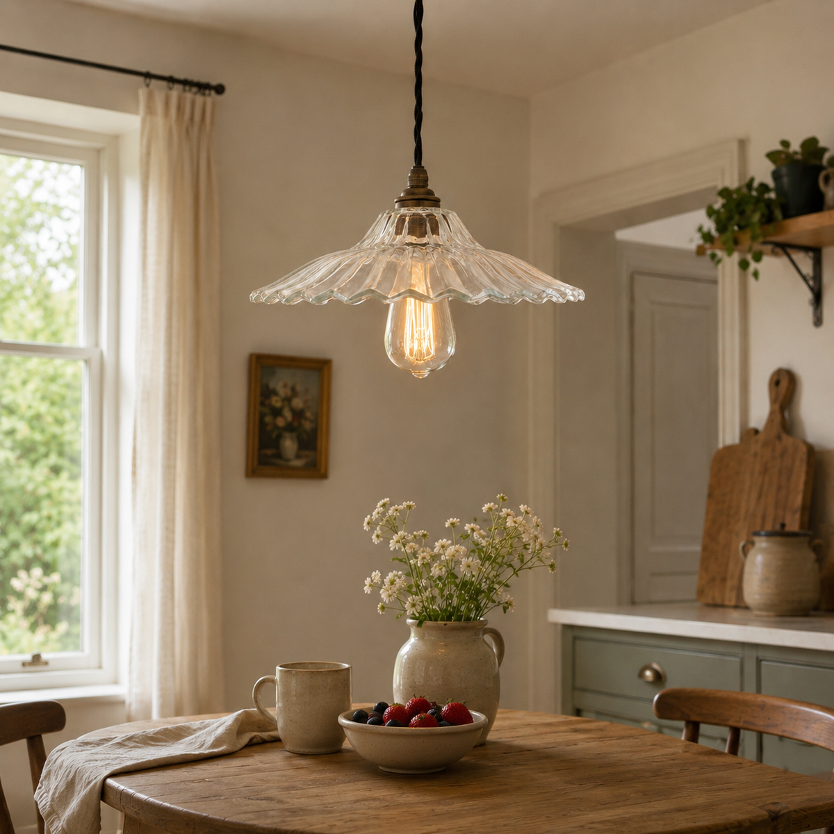 Lenwade Prismatic Glass Pendant Light | Vintage Railway Style