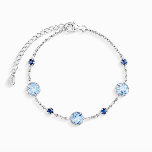 Blue Sapphire & Blue Topaz Bracelet in Sterling Silver