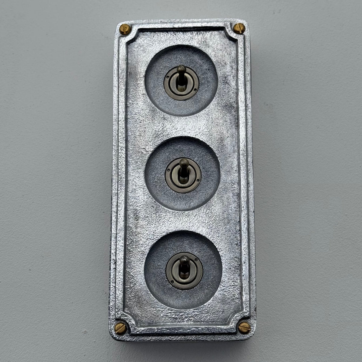 3 Gang 2 Way Solid Cast Metal Conduit Toggle Light Switch