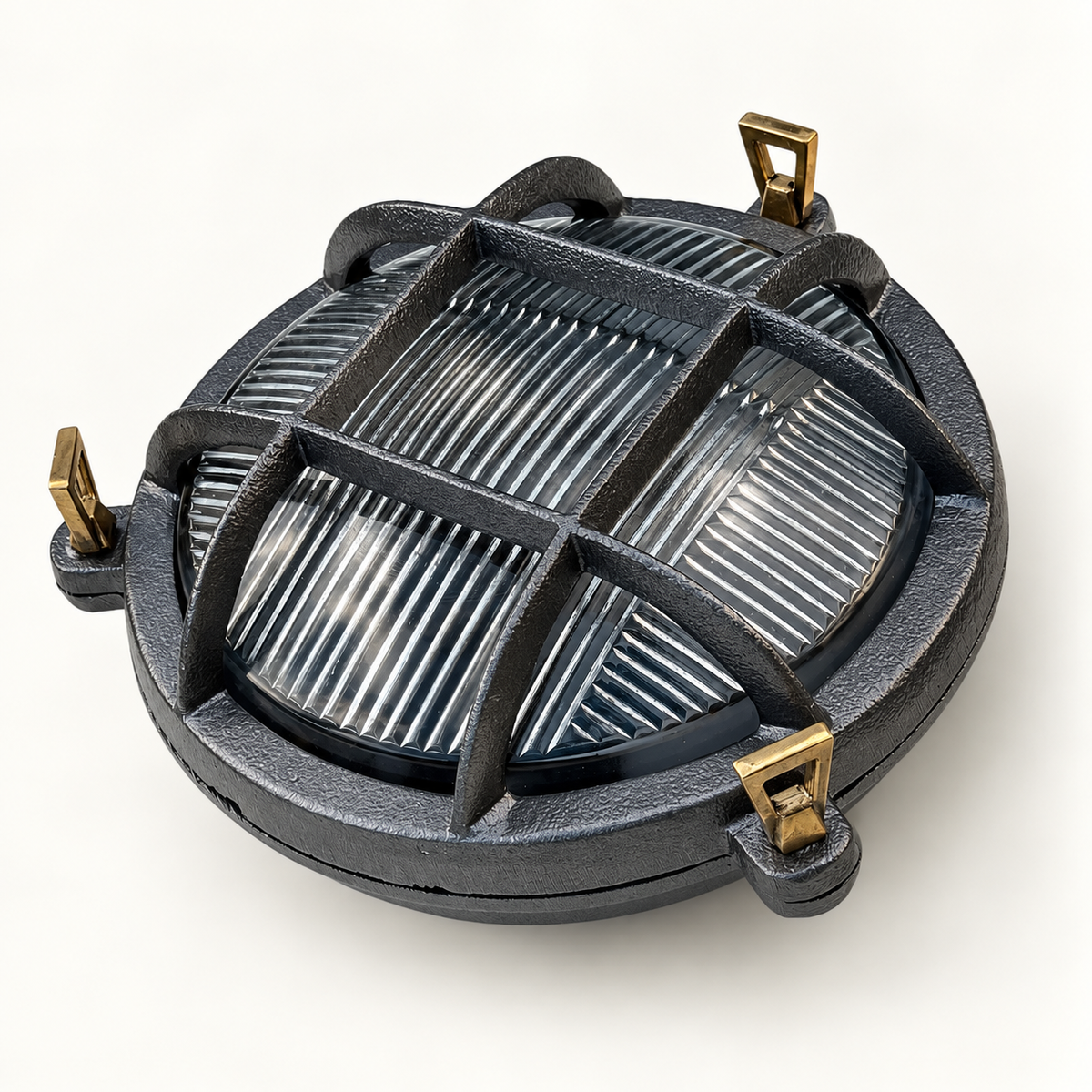 Wroxham Cast Pewter Caged Bulkhead Wall or Ceiling Light - IP65