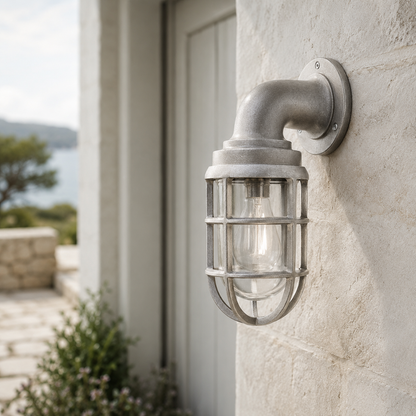 Beachamwell Raw Cast Swan Neck Wall Light - IP65