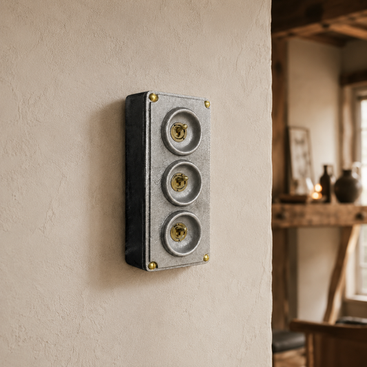 3 Gang Solid Cast Metal Conduit Toggle Light Switch