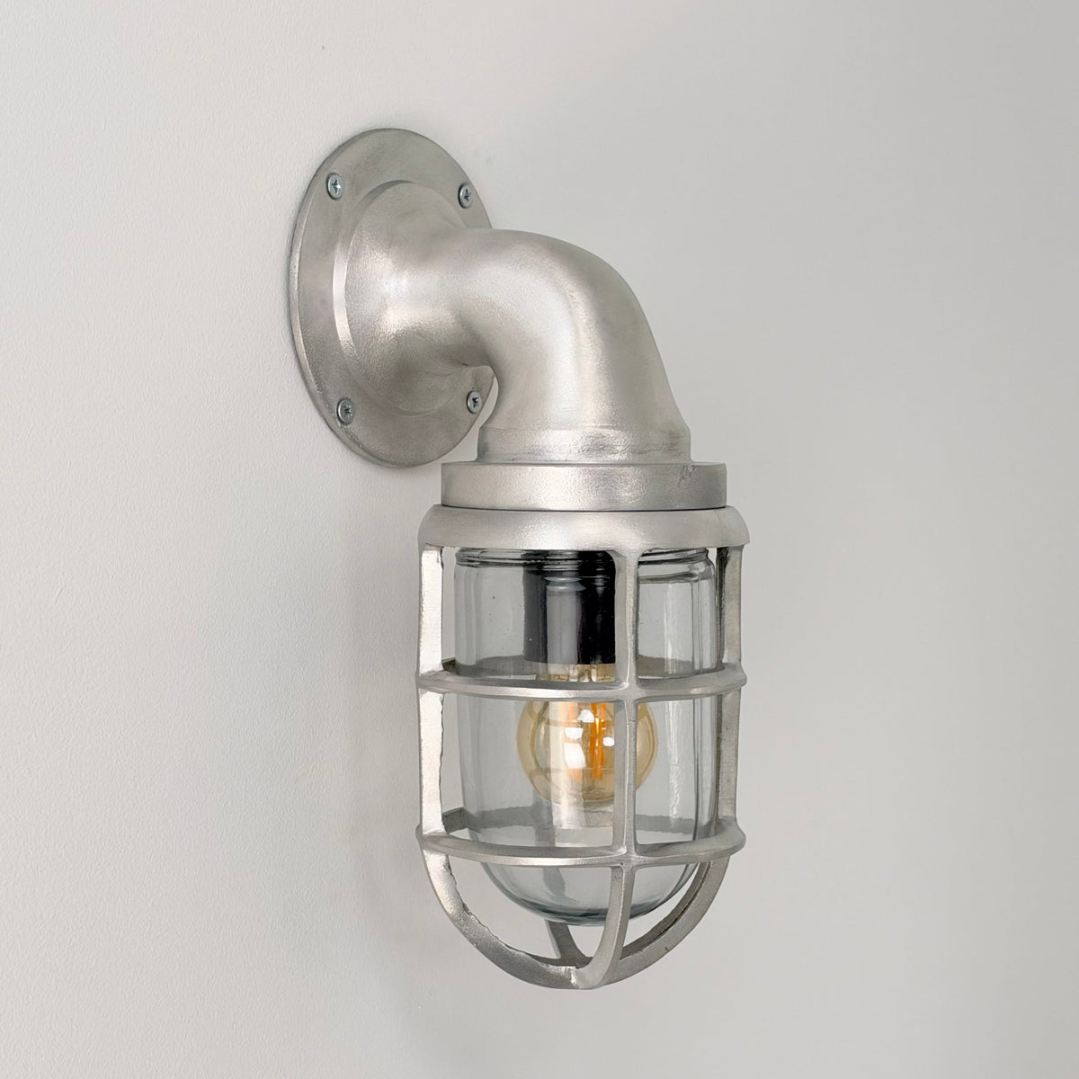 Beachamwell Raw Cast Swan Neck Wall Light - IP65