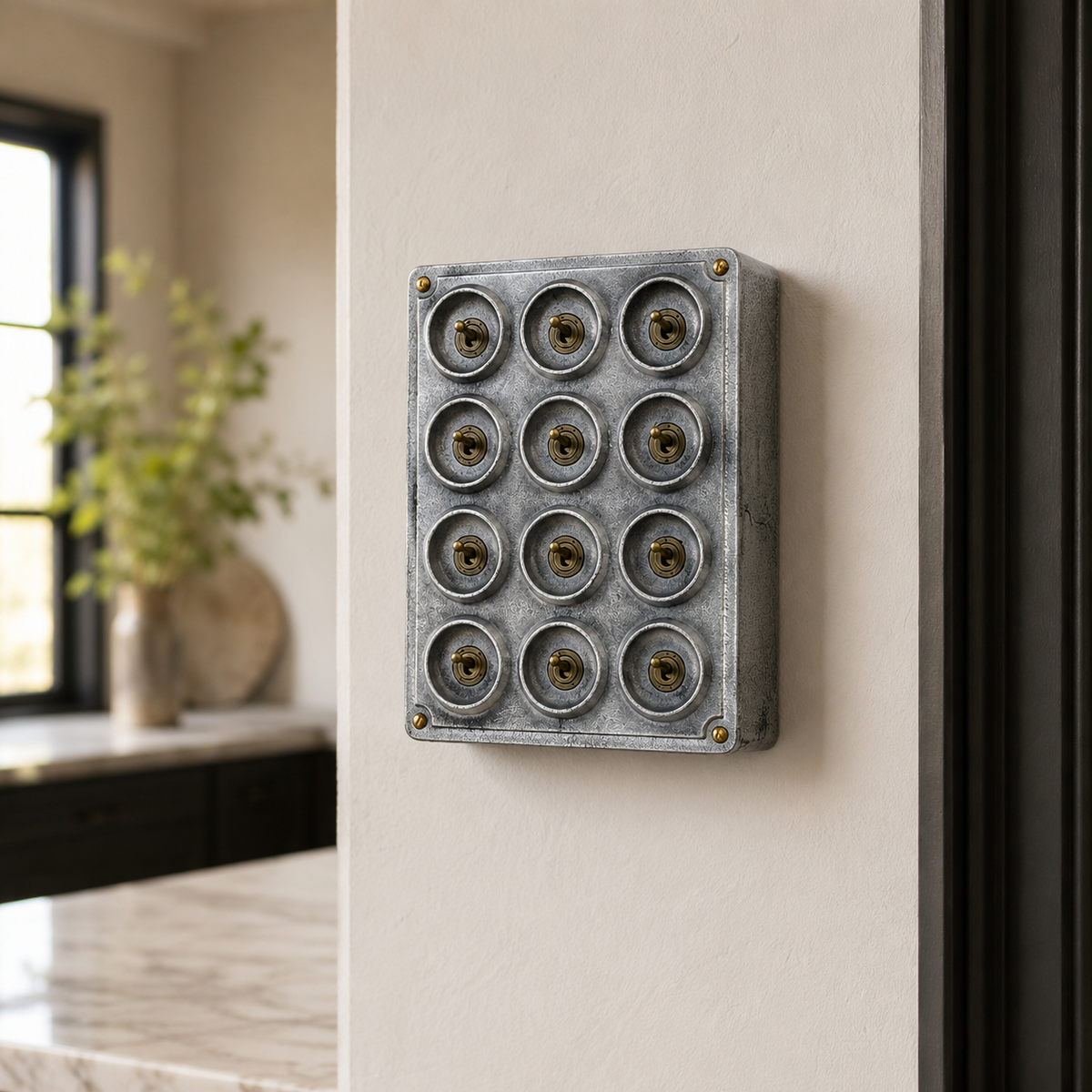 12 Gang 2 Way Cast Aluminium Industrial Toggle Switch Light Panel