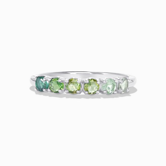 Ombre Green Tourmaline Eternity Band in Sterling Silver