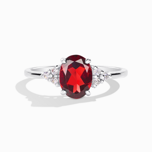 Garnet Ring in Sterling Silver
