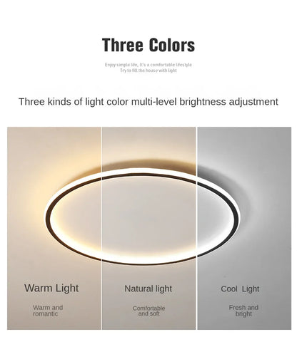 LED Ring Flush Mount Chandelier - Dimmable Ceiling Light Black/White
