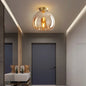 Dome Semi-Flush Glass Ceiling Light E27 Black Gold Bedroom Bathroom