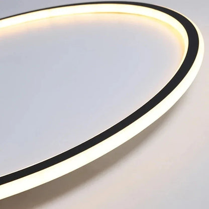 LED Ring Flush Mount Chandelier - Dimmable Ceiling Light Black/White