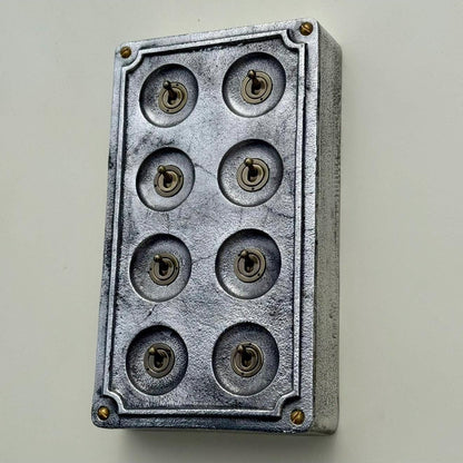 8 Gang 2 Way Solid Cast Metal Conduit Light Switch Industrial
