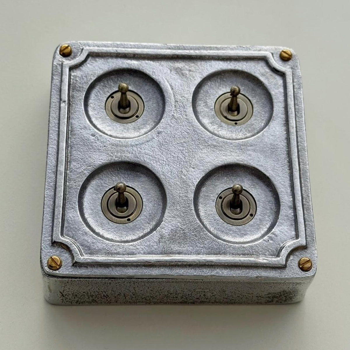 4 Gang 2 Way Solid Cast Metal Conduit Light Toggle Switch | Surface Mounted