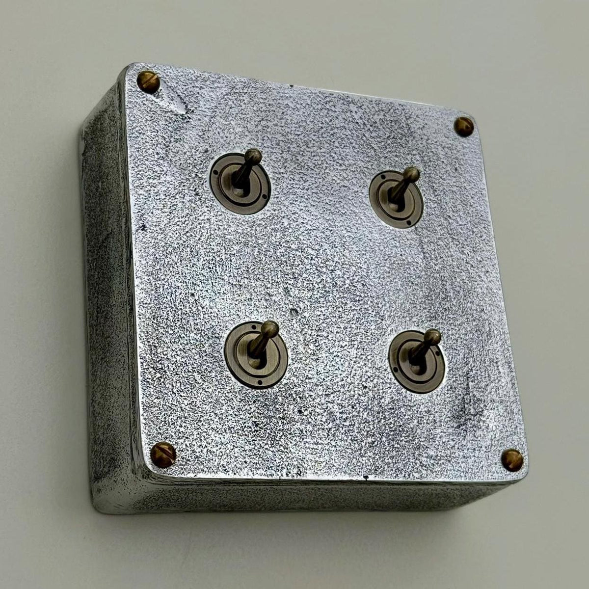 4 Gang 2 Way Solid Cast Metal Conduit Light Switch | Vintage Industrial Style