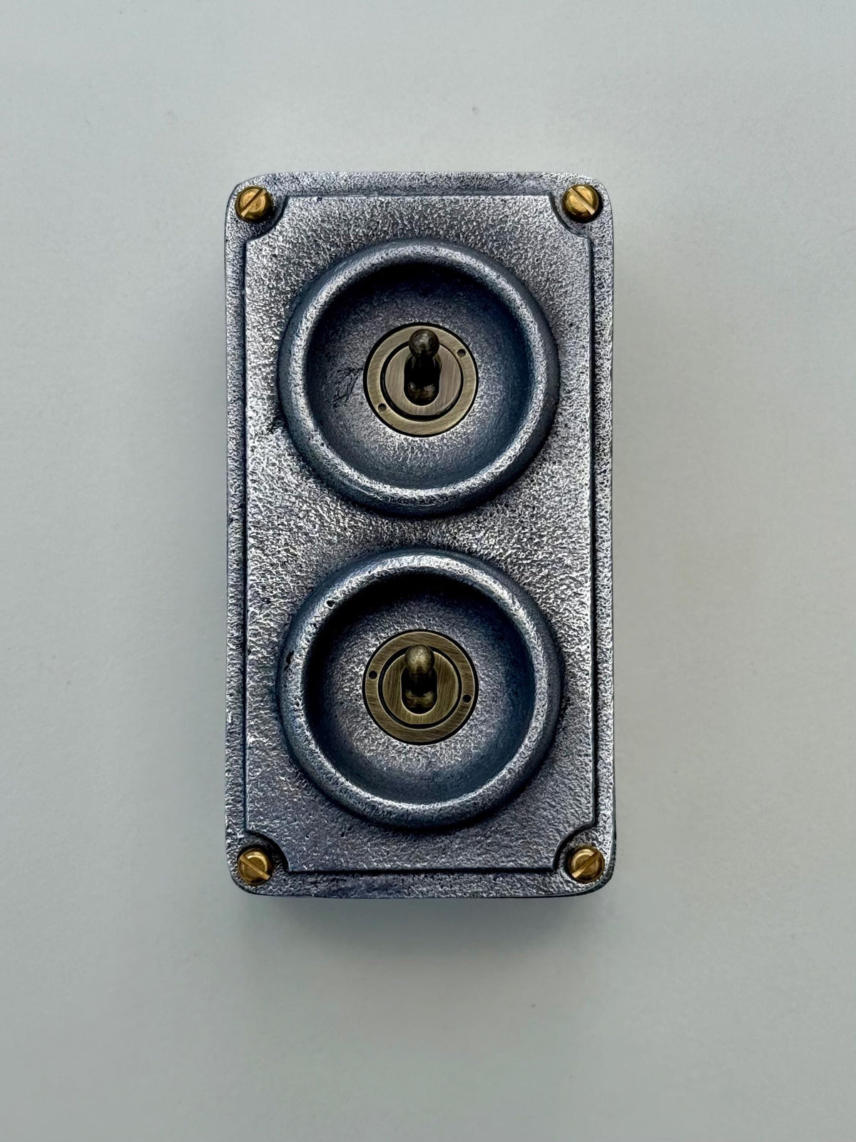 Double 2 Gang Cast Metal Toggle Light Switch | Industrial 2 Way