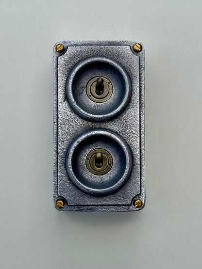 Double 2 Gang Cast Metal Toggle Light Switch | Industrial 2 Way