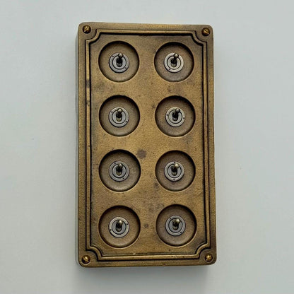 8 Gang 2 Way Antique Brass Solid Cast Metal Conduit Light Switch Industrial