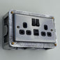 Black Nickel Double Switched 13A Socket | 2 Gang Solid Cast Metal Industrial Power Socket