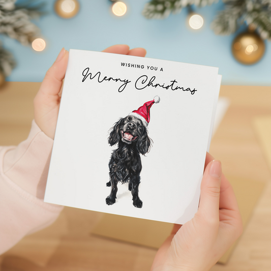 Cocker Spaniel Dog Christmas Card – Cute Dog Lover Christmas Card – Eco Friendly “Merry Christmas” Card – Cocker Spaniel Holiday Card