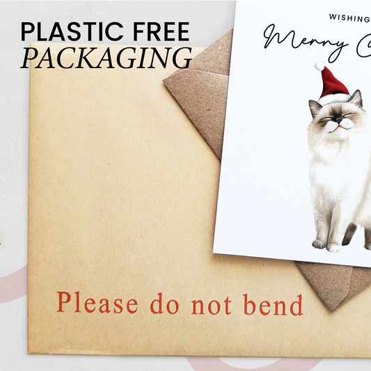 Ragdoll Cat Christmas Card – Cute Cat Lover Christmas Card – Eco Friendly “Merry Christmas” Card – Ragdoll Kitten Holiday Card